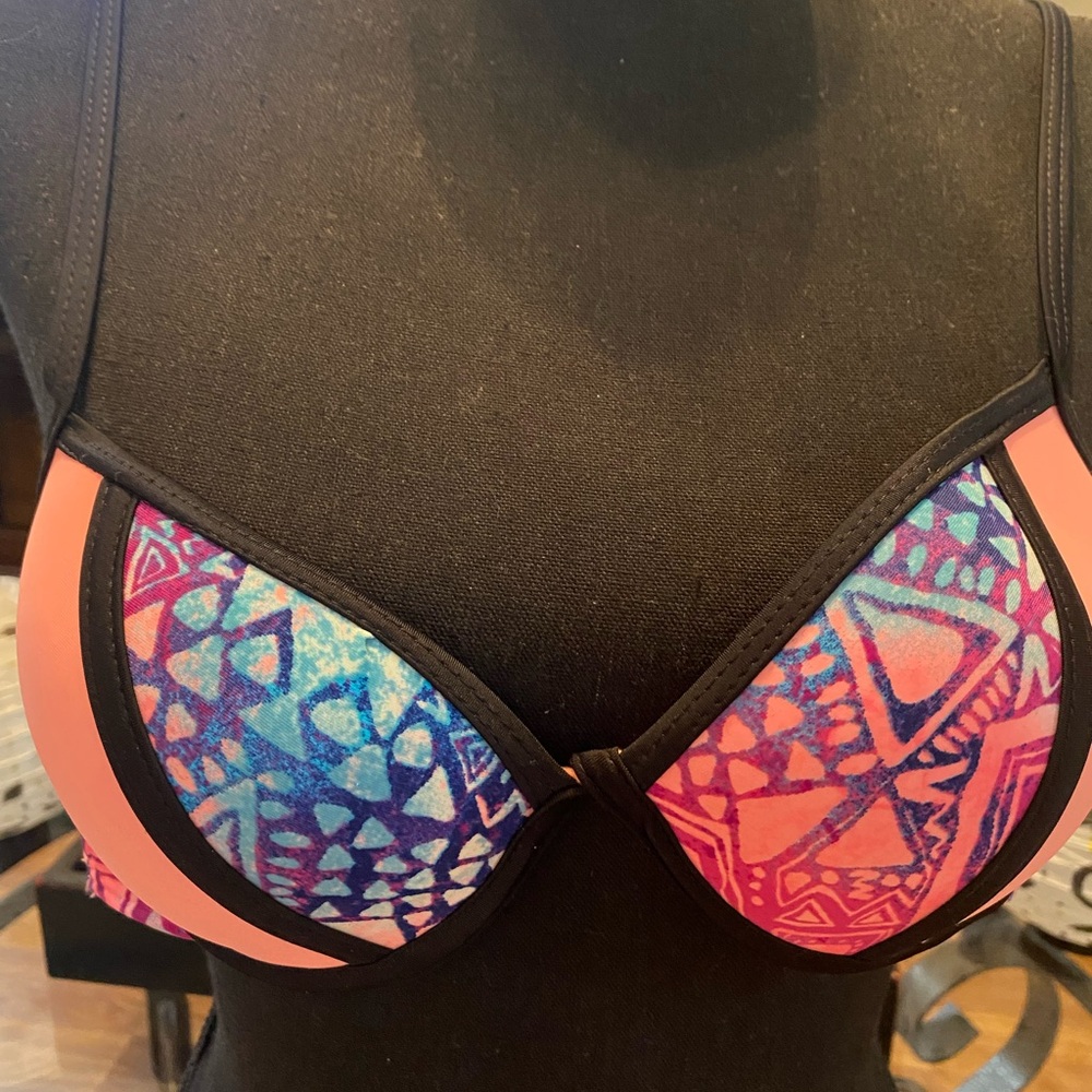 TiniBikini- Bikini-Size Small Aztec Design Pink-Peach,Blue,Black Padded Top